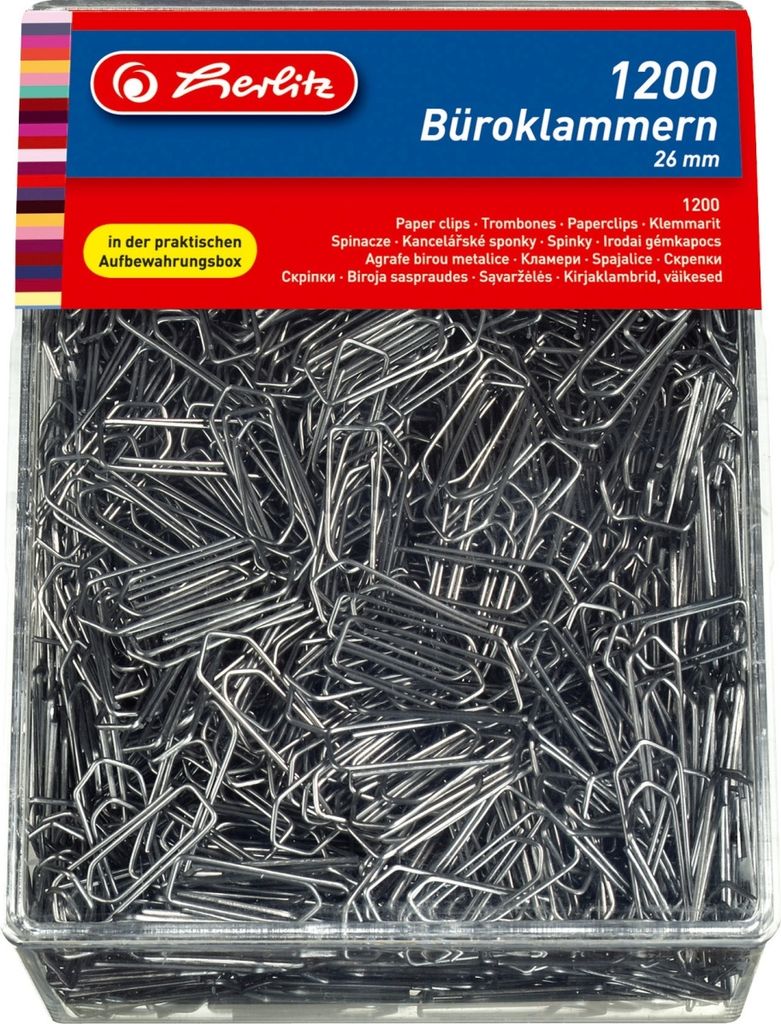 Büroklammern 26mm verzinkt VE=31x1200 Stück