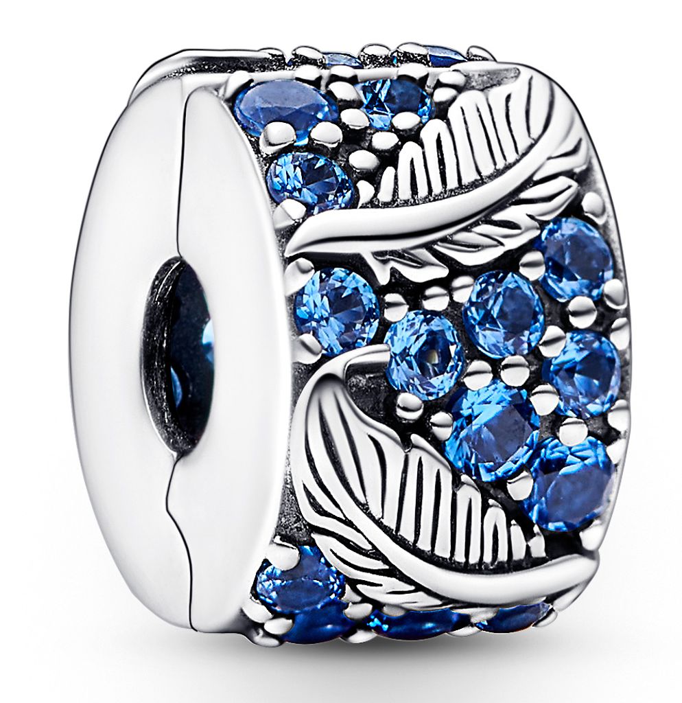 Pandora Clip Charm 792552C01 Curved Feather Pave argent 925 Image du produit 
