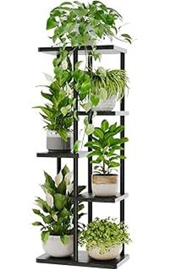 Bamworld Blumenständer aus Metall und Holz – Pflanzenständer mit 5 Ebenen, Pflanzenregal für Innenbereich, Blumentreppe Modern, Blumenregal f...