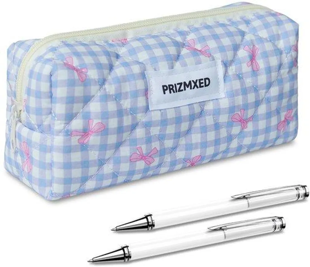 Trousse violette compacte à rayures : rangez enfin vos stylos et cosmétiques