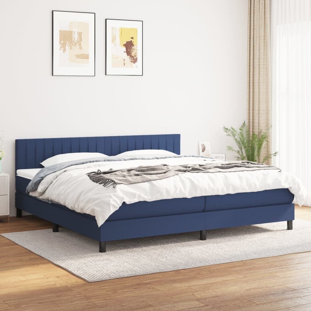 The Living Store Boxspringbett mit Matratze Blau 200x200 cm Stoff