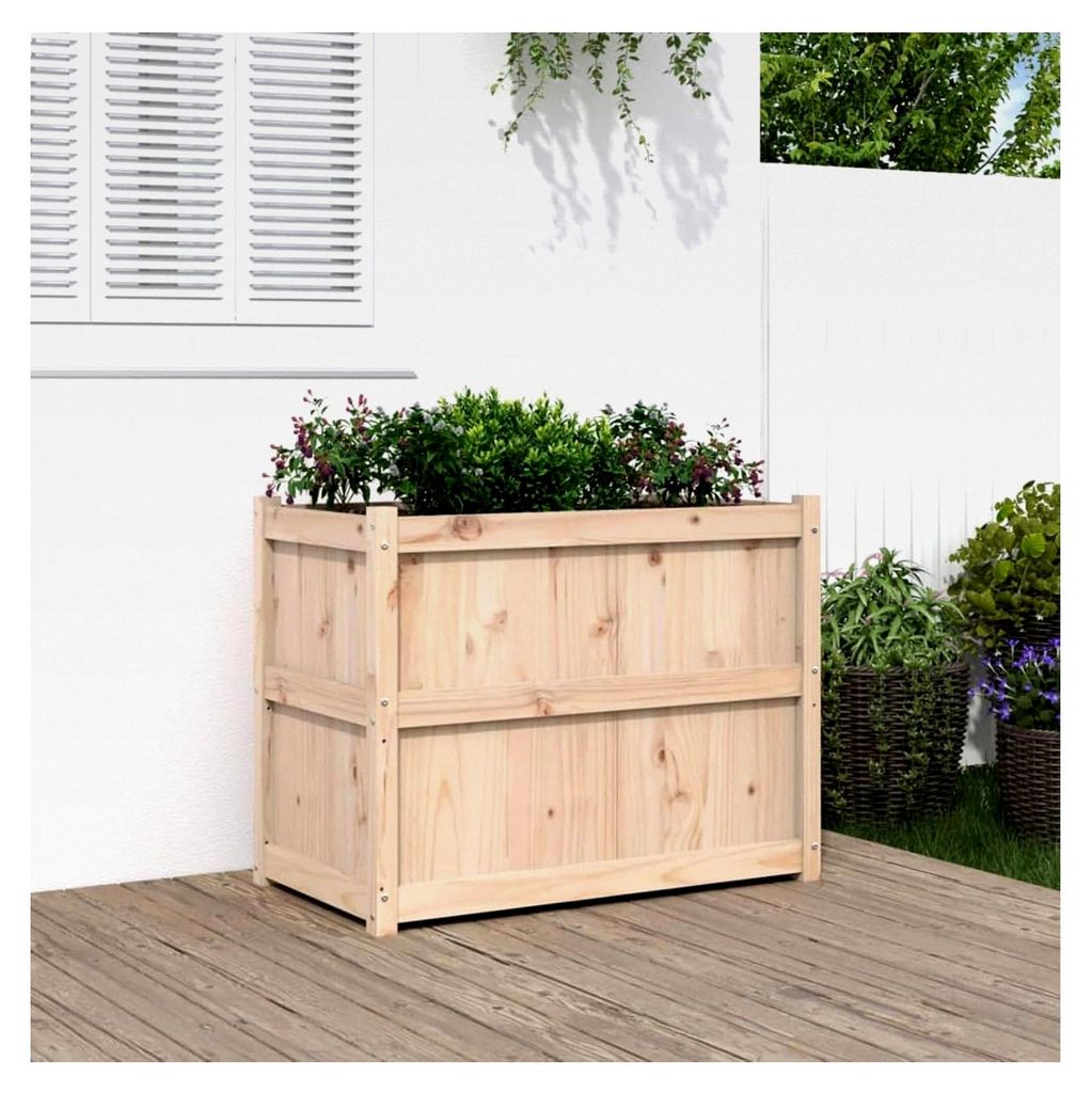 Pflanzkübel 90x50x70 cm aus massivem Kiefernholz, Hochbeet für Balkon, Garten und Terrasse