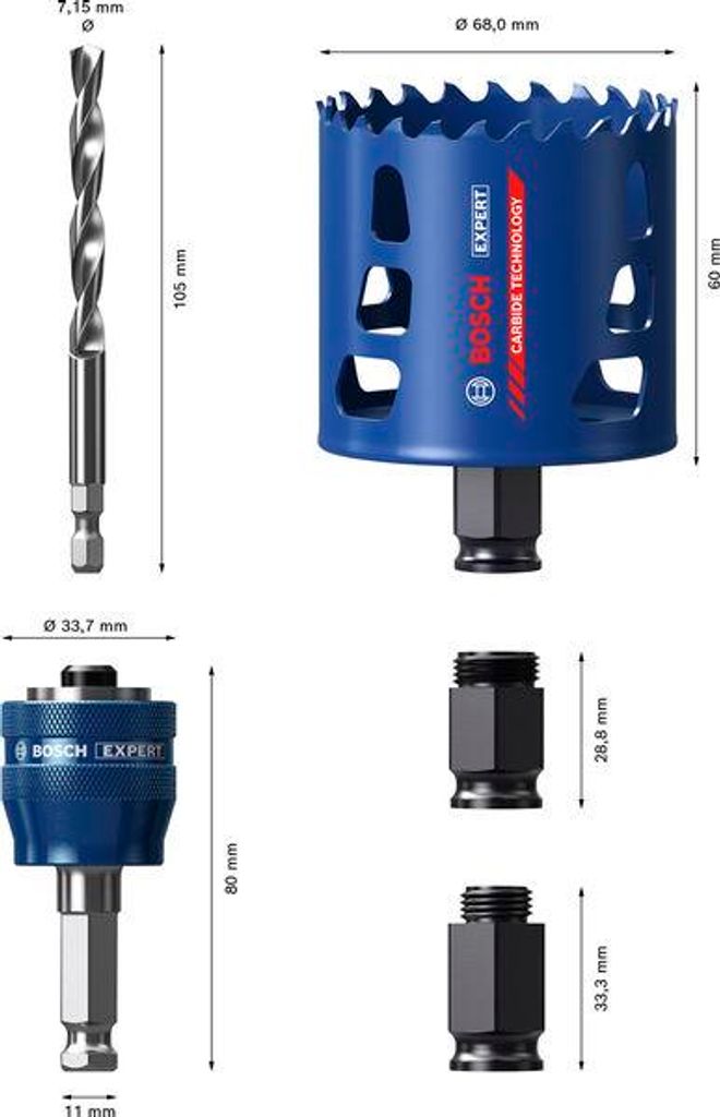 EXPERT Multi Material Power Change Plus-Lochsägen Kit, 68 x 60 mm