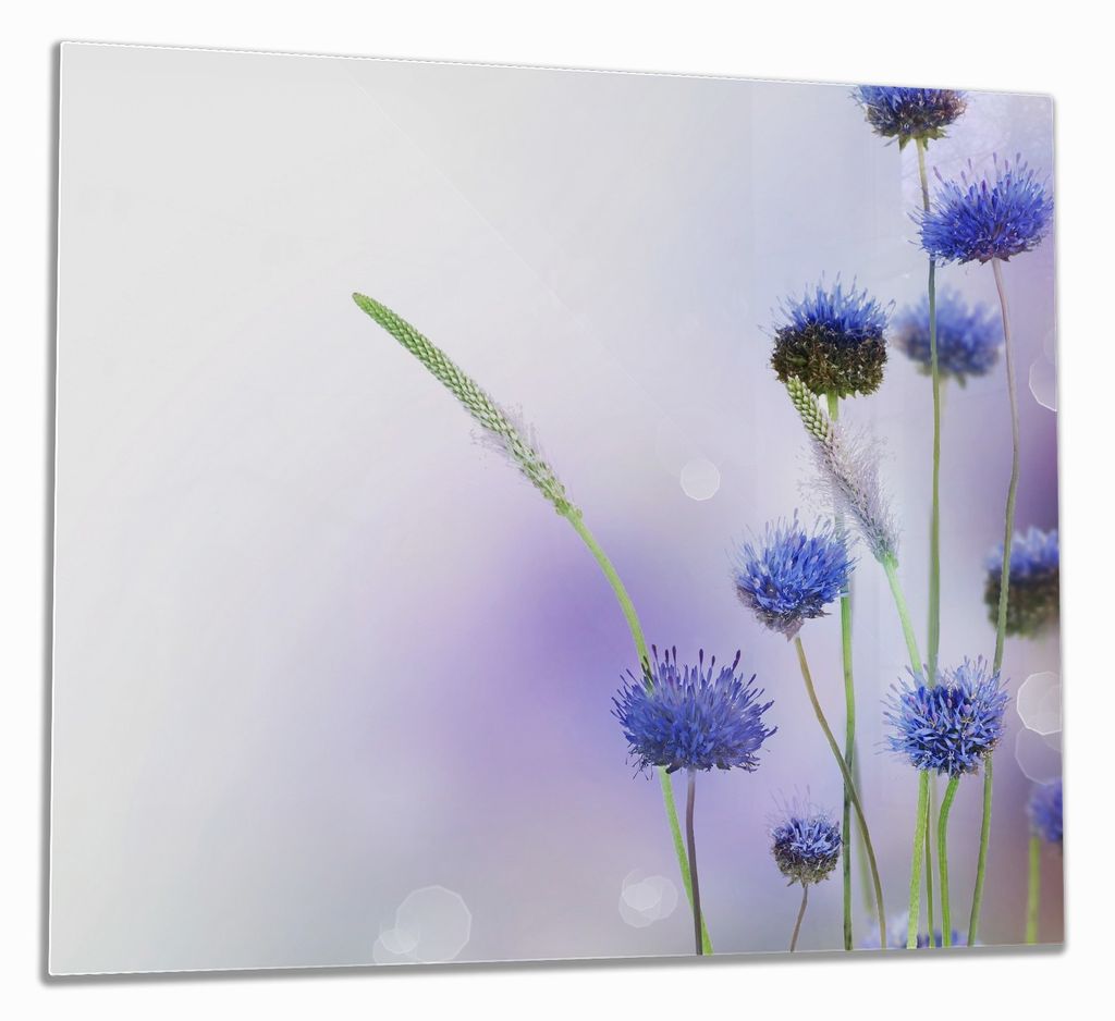 Wallario Herdabdeckplatte aus Glas, Größe 60 x 52 cm 1-teilig, Motiv Abstrakte lila Blume