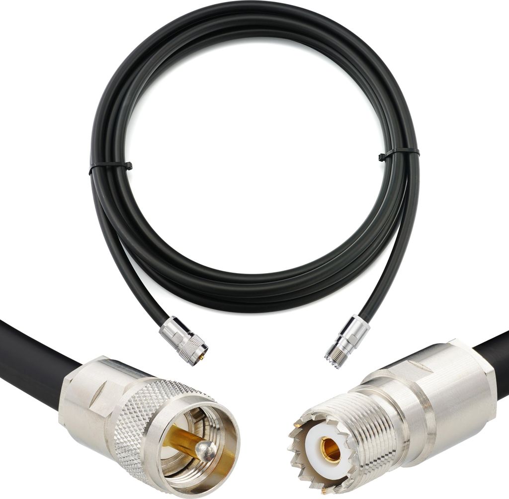 7m PL259 SO239 UHF Koaxialkabel — 8D-FB Wetterfestes Verlängerungskabel PL-259 Stecker / SO-239 Buchse — Ultra-Verlustarmes PL Kabel für CB F...