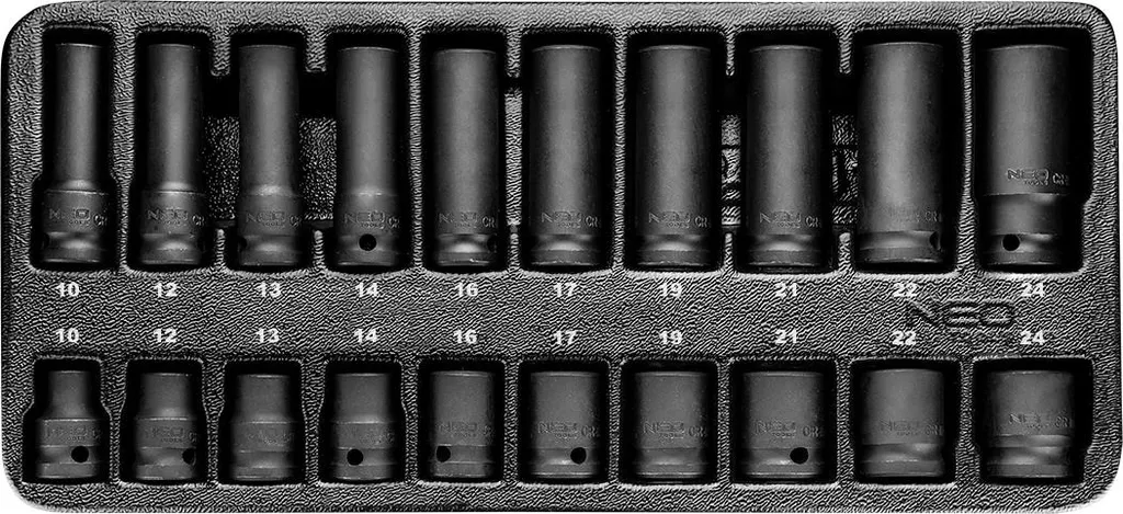 Douilles à Percussion 1/2 Pouce en Acier Renforcé NEO TOOLS - 20 Pièces