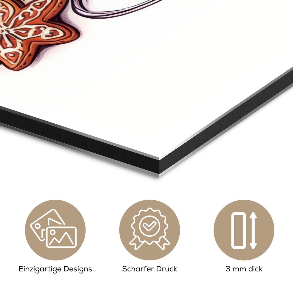 MuchoWow Wanddekoration Metall Metallbild Wandkunst 40x60 cm Wein - Trinken - Glühwein - Winter - Illustration - Weihnachten MuchoWow Aluminium Ge...