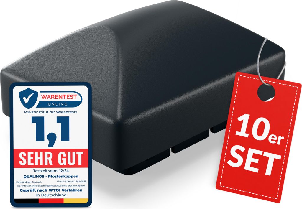 Qualinos Pfostenkappen 60x40 mm mit Runddach Anthrazit 7016 (10 Stück) – für Doppelstabmattenzaun