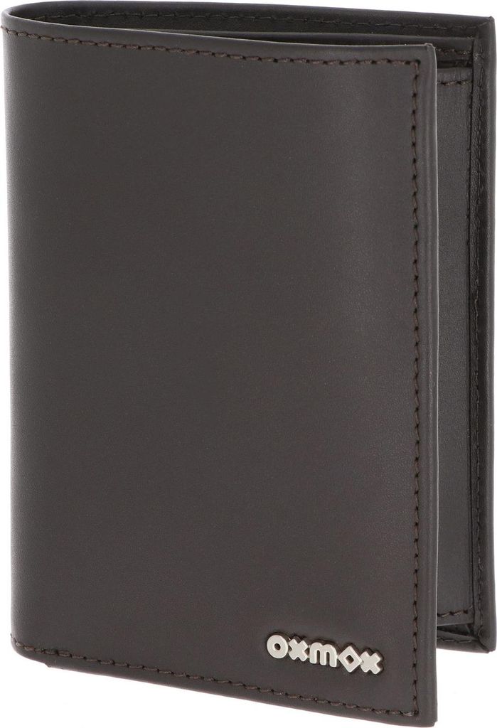 oxmox Leder Geldbörse Leather RFID Protect Kombibörse Pure 2.0 Metal Square Brown dunkelbraun