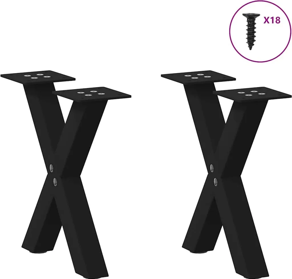 SYFAX Gambe Tavolino X Acciaio Nero 30cm - Supporto Fai Da Te Robusto - 2