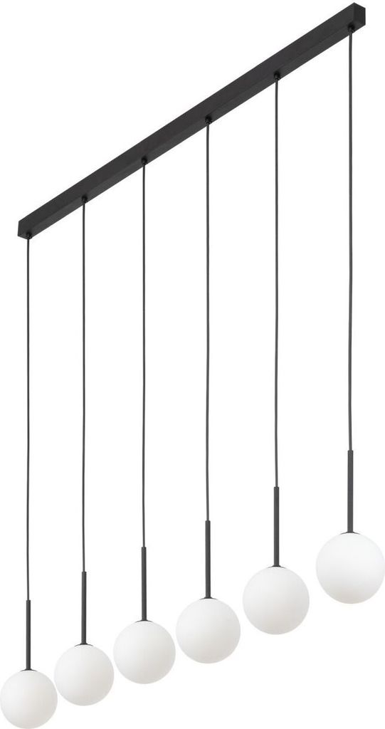 Hängelampe Glas Metall G9 H: max. 120 cm Schwarz Weiß Kugelschirm Modern