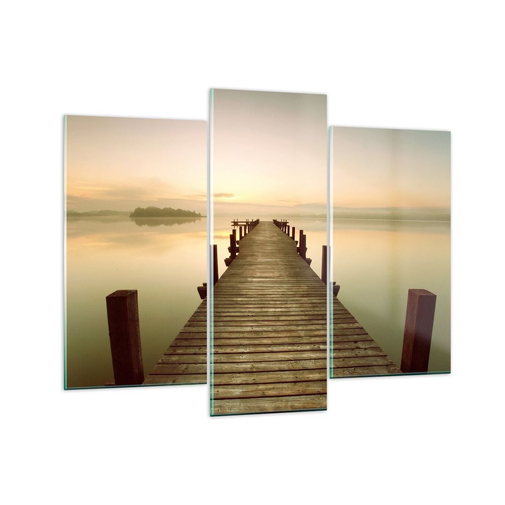 Bilder auf glas - Brücke See - 130x100cm - Glasbilder - Wandbilder - Bilder - Kunstdruck - zum Aufhängen bereit - Wanddekoration aus Glas - Glas ...
