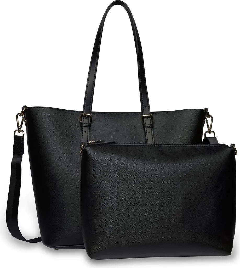 bugatti Ella Shopper Noir Saffiano - Sac à épaule élégant en taille S