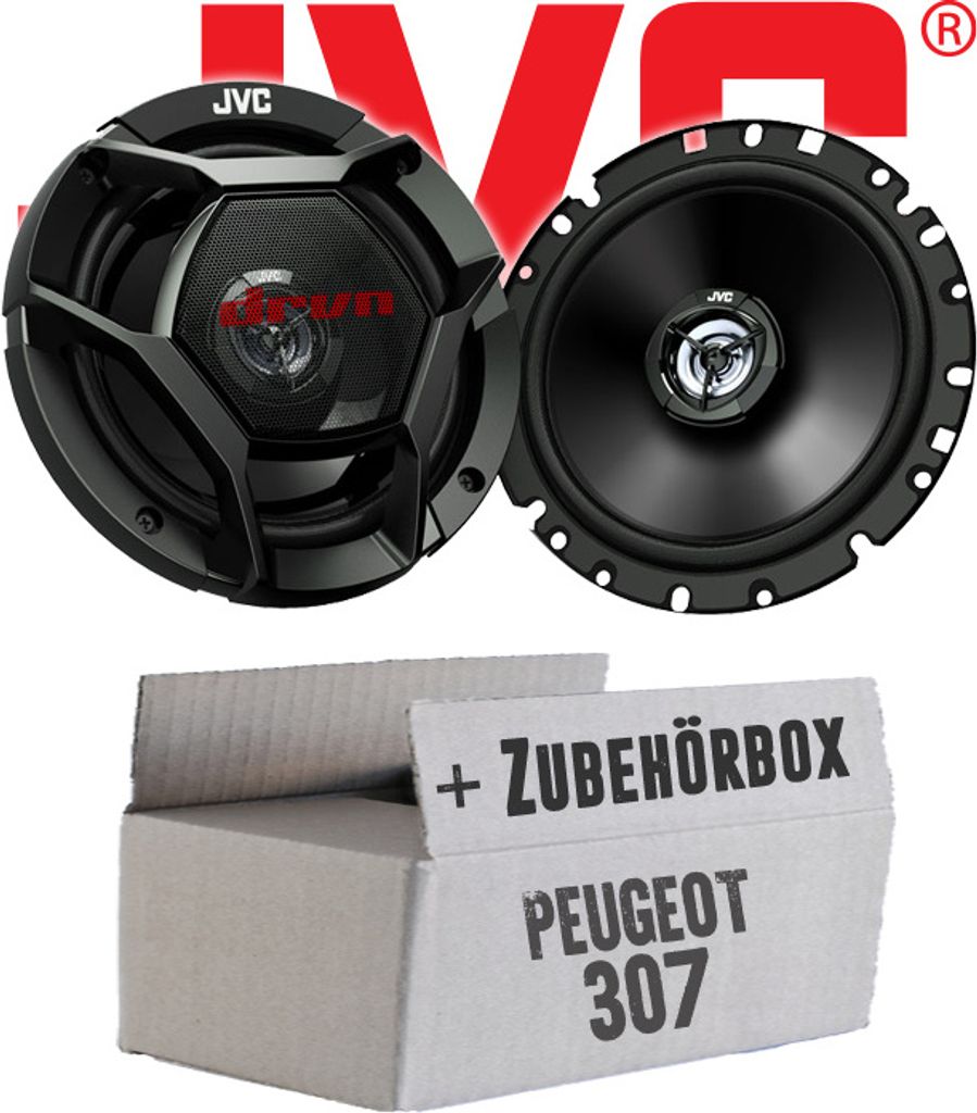 JVC CS-DR1720 - 16,5cm 2-Wege Koax-Lautsprecher - Einbauset passend für Peugeot 307 - justSOUND