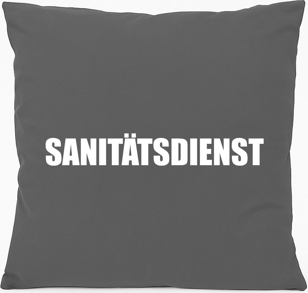Huuraa Sofakissen Sanitätsdienst Schriftzug Geschenk 40x40cm mit Füllung Steel Grey Baumwolle Sanitätsdienst Mitbringsel