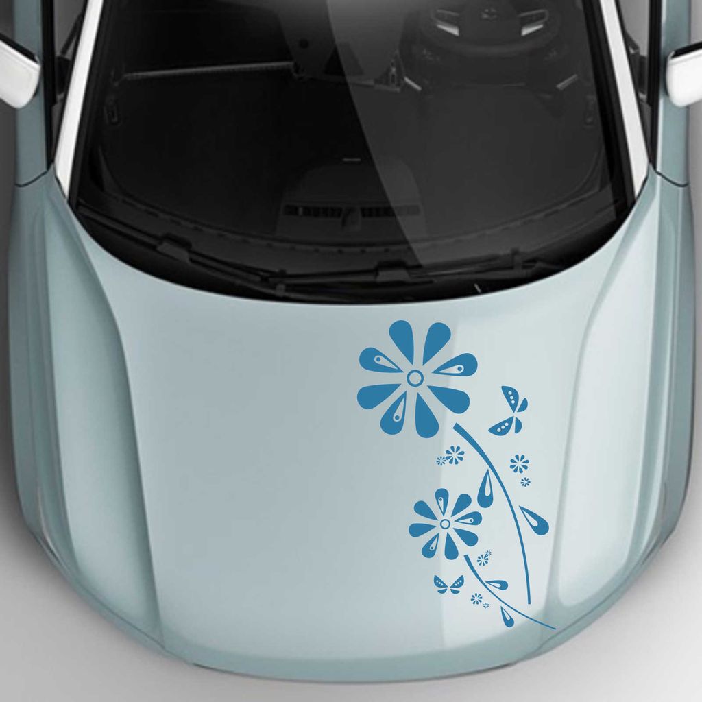 Aufkleber - Autoaufkleber "Margaritenblüten" 50cm x 25cm hellblau - Tuning Carystyling Heckscheibe Auto