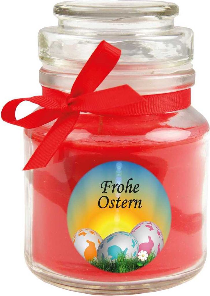 Duftkerze als Ostergeschenk ( Rosen-Duft ), Design: Ostereier - Kerze als Osterdeko - 120g. Wachs mit ca. 30 Stunden Brenndauer