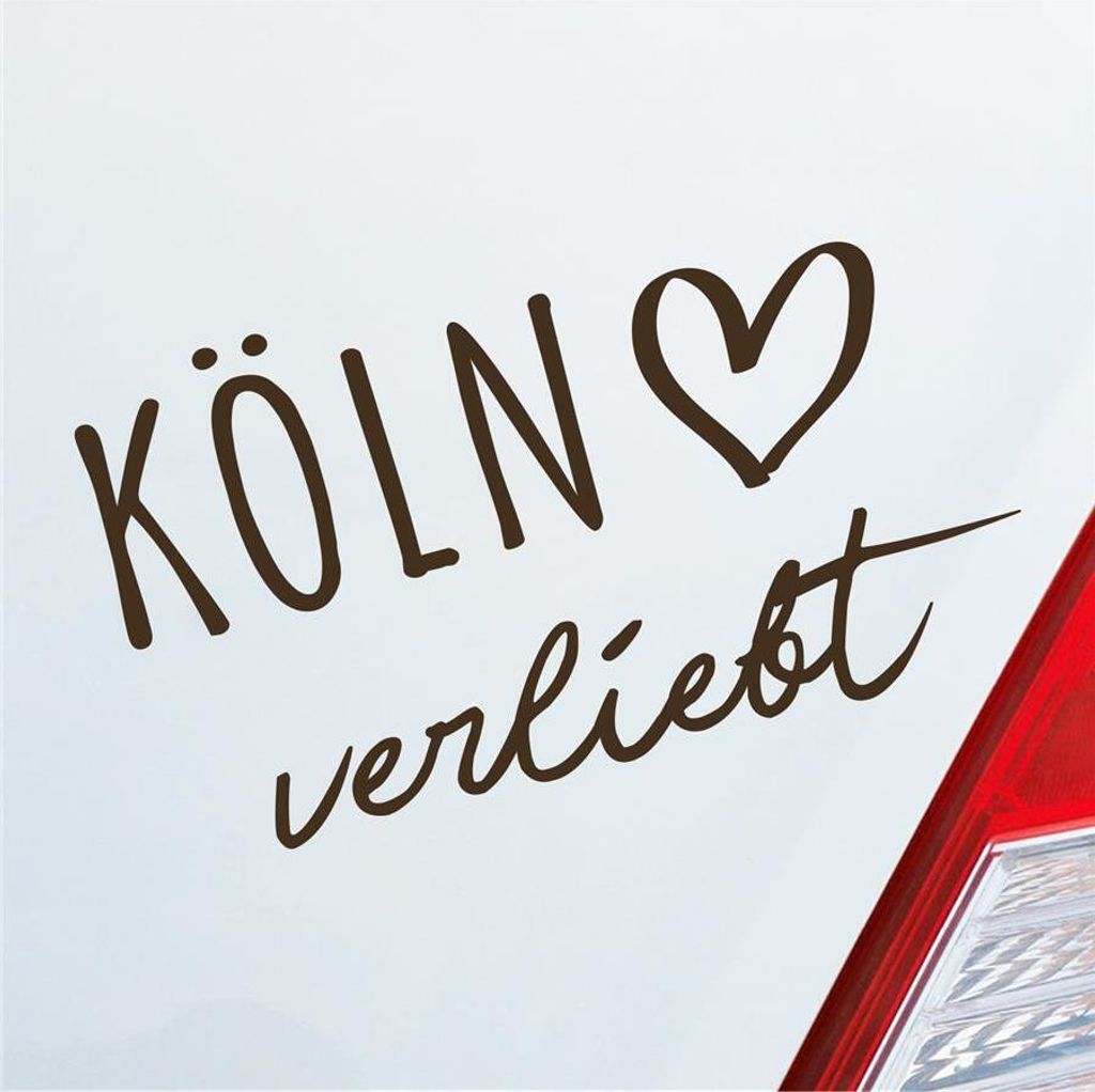Auto Aufkleber Köln verliebt Herz Stadt Heimat Liebe Car 19x11 cm Braun Sticker Heckscheibenaufkleber