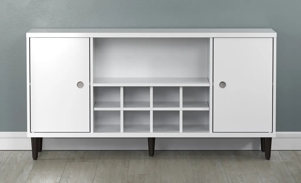 Buffet Evolution 2 portes avec range-bouteilles blanc et noir moderne - 30