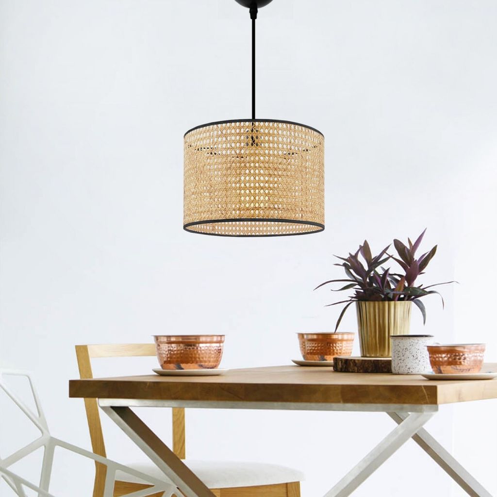 Opviq, AYD-3277, Kronleuchter, 100 % RATTAN, Creme, 28 x 28 x 70 cm
