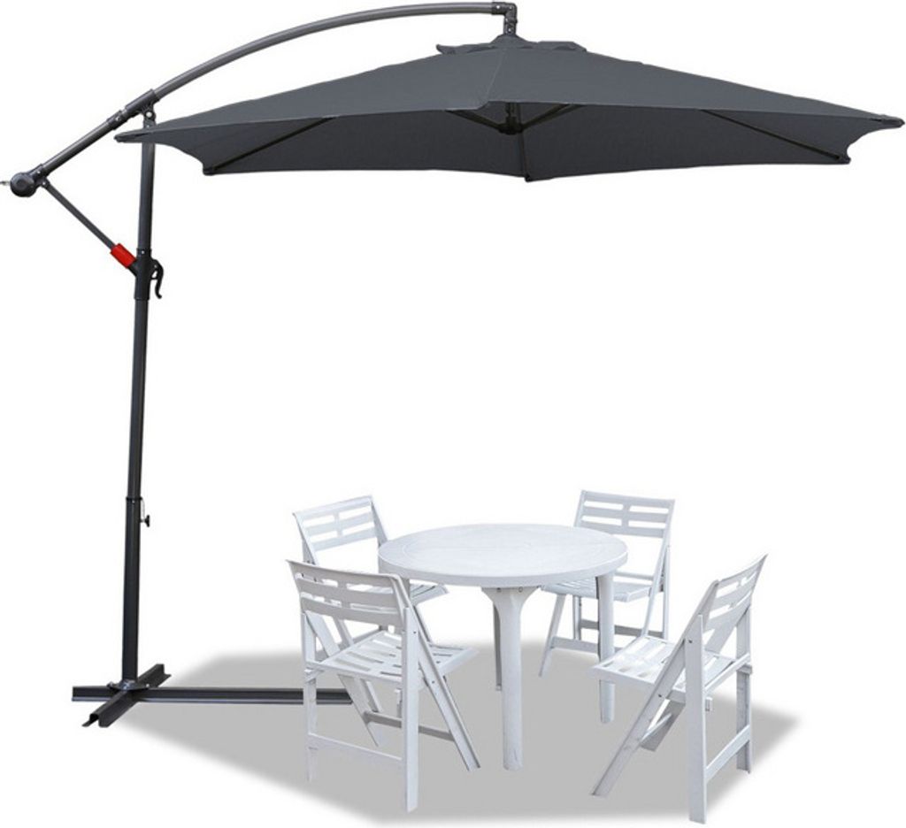 Jopassy Sonnenschirm Grau Ø300cm Ampelschirm Gartenschirm Marktschirm Kurbel Balkon Alu Neigbar