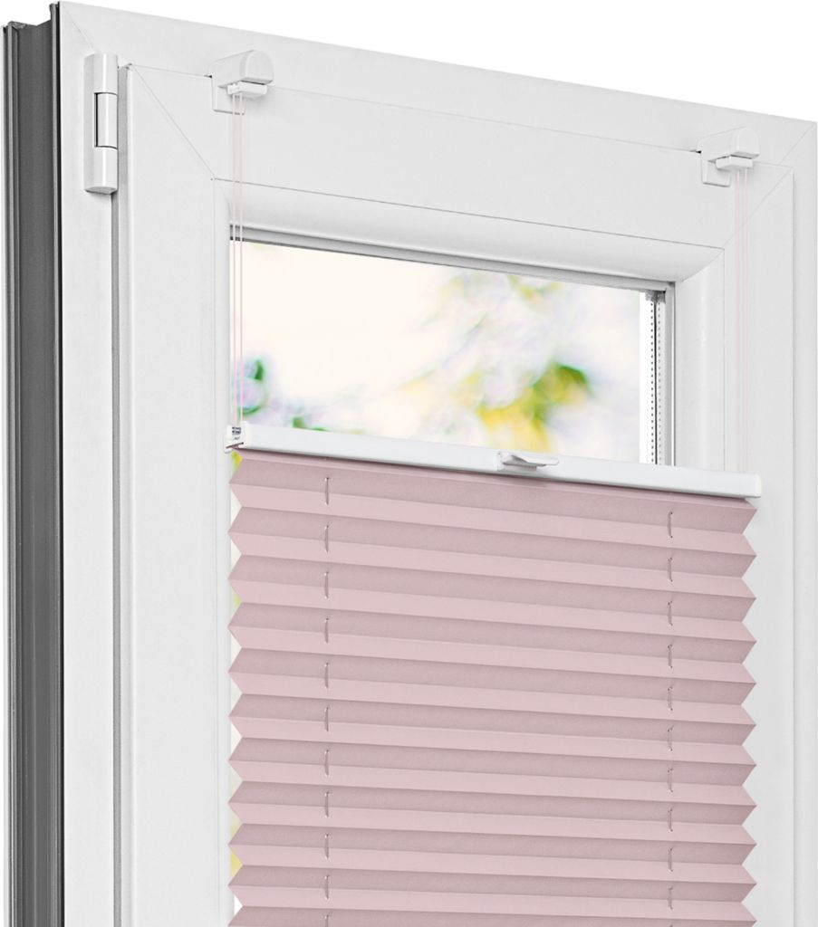 Estika Plissee ohne Bohren - 90x50 cm - Hellrosa - Klemmfix montage, Jalousien fenster für innen
