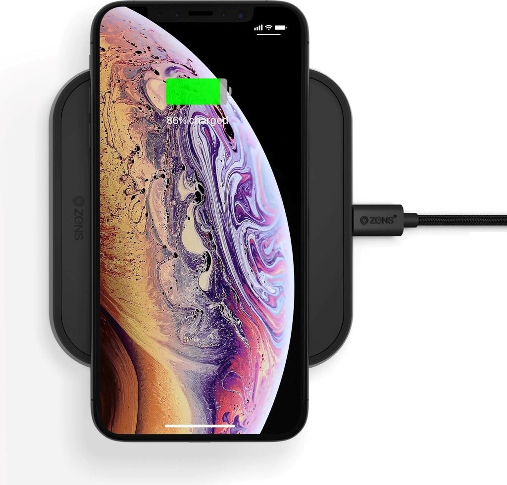 Zens Aluminium Series Single + USB-C Ladegerät 18W 1x 10W Qi schwarz (ZESC14B/00)