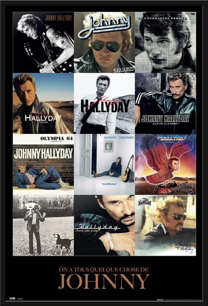 Cadre Photo Johnny Hallyday Shinsuke Maxi Plastique 61x91,5 cm Noir Mat
