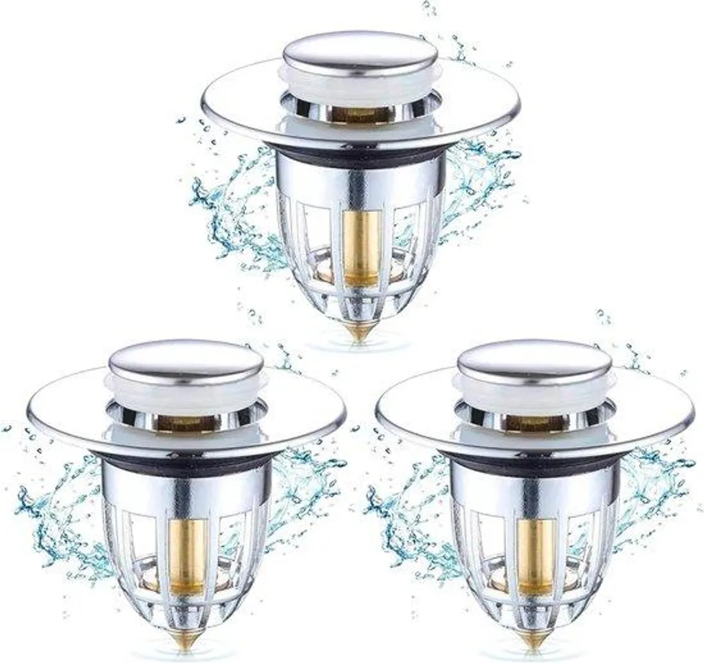 Améliorez votre évier : 3 bouchons de lavabo universels à poussoir premium