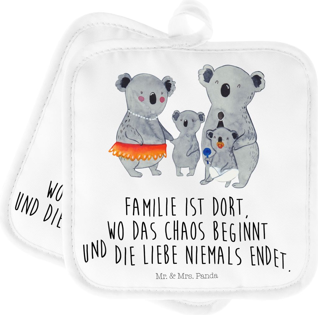 Mr. & Mrs. Panda Topflappen Koala Familie - Weiß - Geschenk, Topflappenset, Papa, Topfuntersetzer, Muttertag, Koalas, 2er Set, Geschwister, topfha...