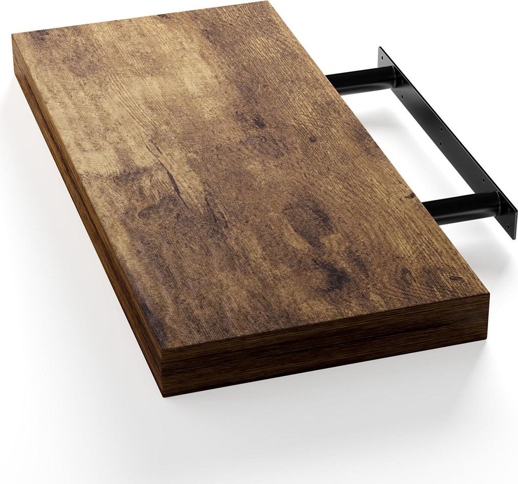 Schwebendes Wandregal, dunkle Eiche, 50 cm, MDF, Tragkraft 15 kg
