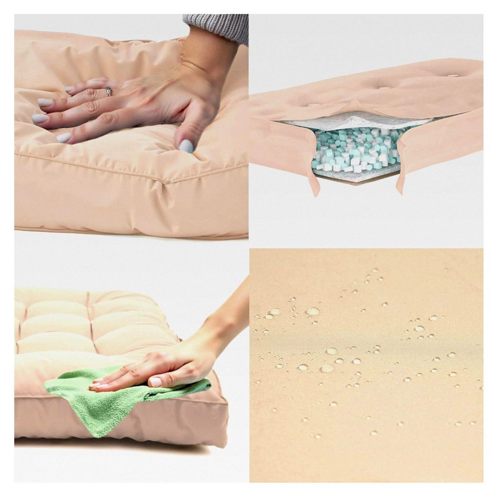 Kissen für Gartenmöbel, Außenkissen, 120 x 60 cm, Ersatzkissen für Sessel, Bank & Outdoor-Stuhl – wasserdicht, bequem & gepolstert – Beige