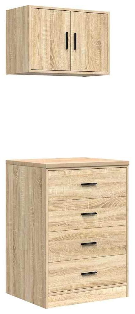 vidaXL Garagenschränke 2 Stk. Sonoma-Eiche Holzwerkstoff