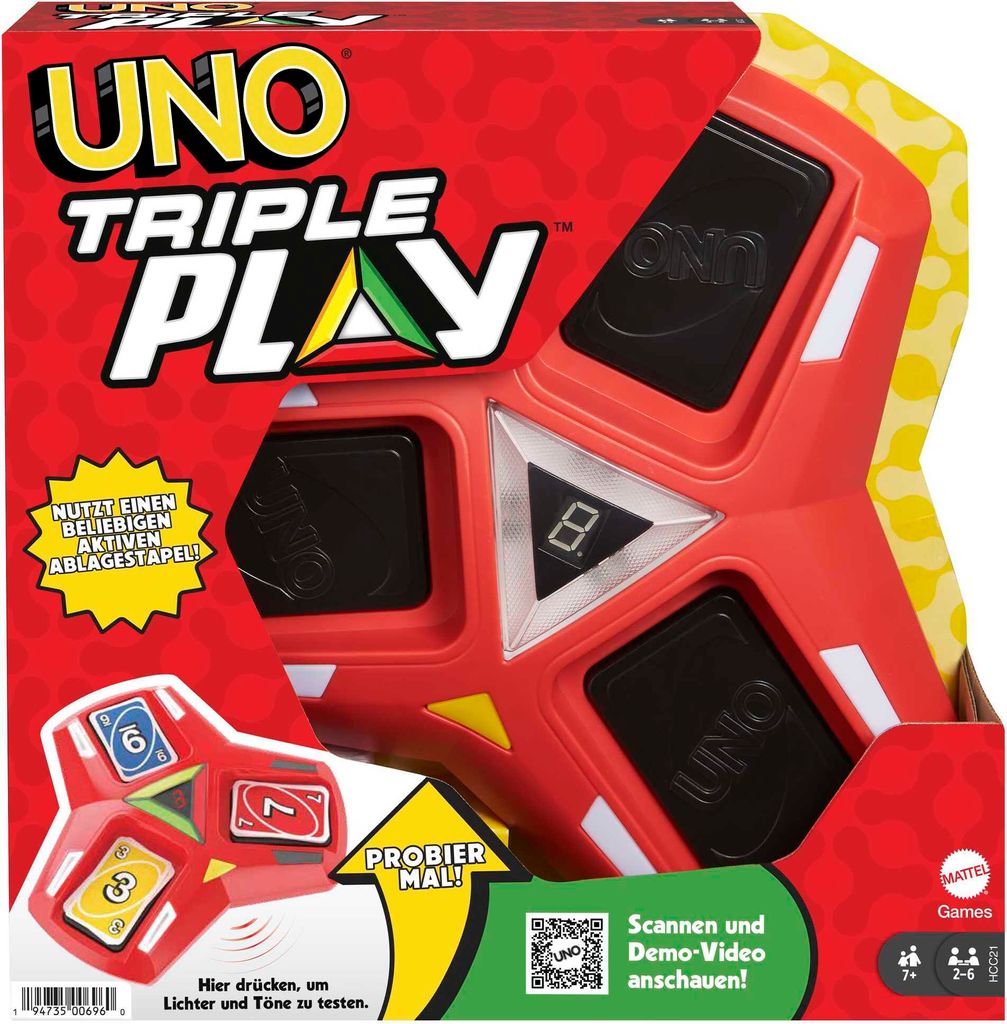 Mattel Games UNO Triple Play, Kartenspiel, Produktbild 