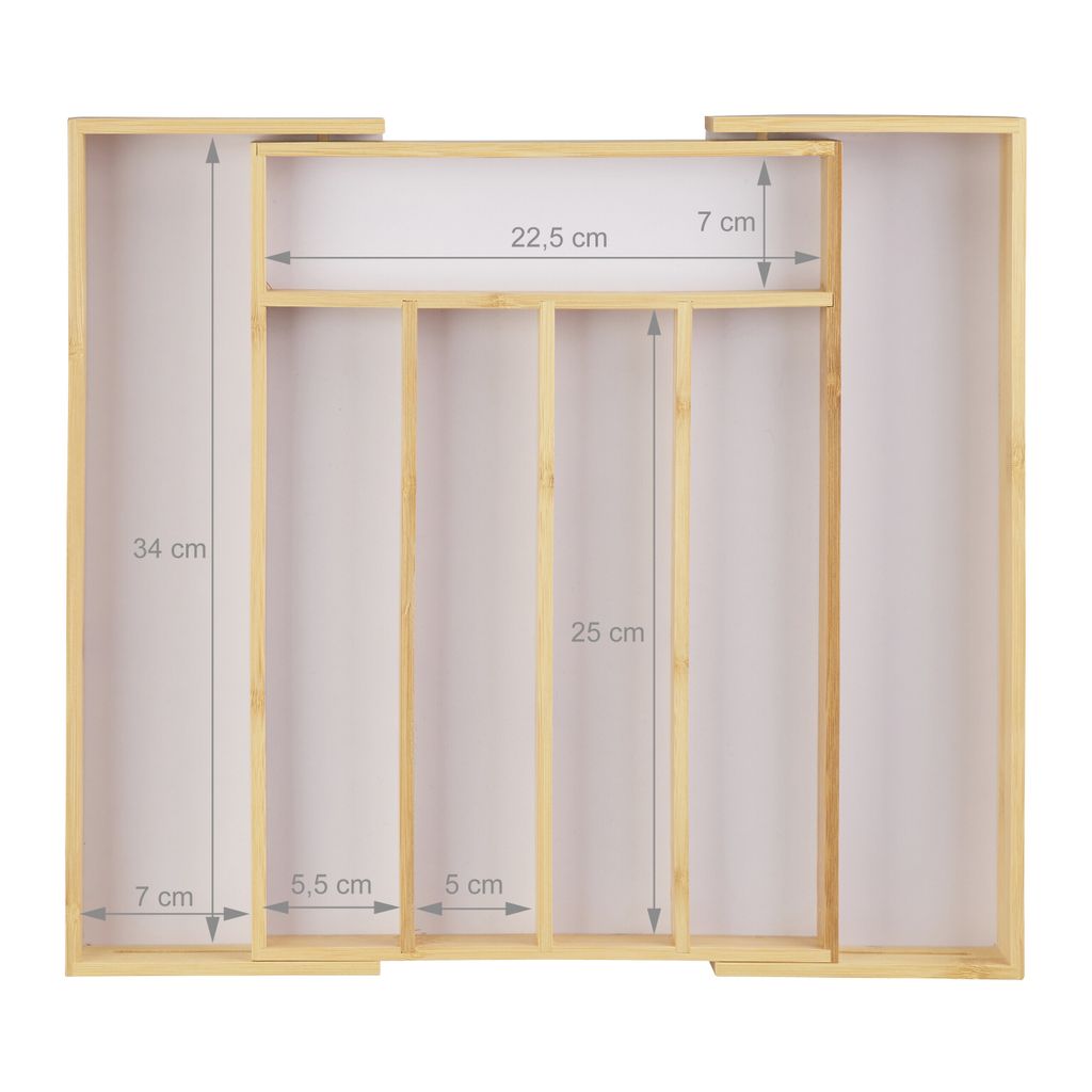 relaxdays Besteckkasten Bambus 40cm ausziehbar Produktbild 