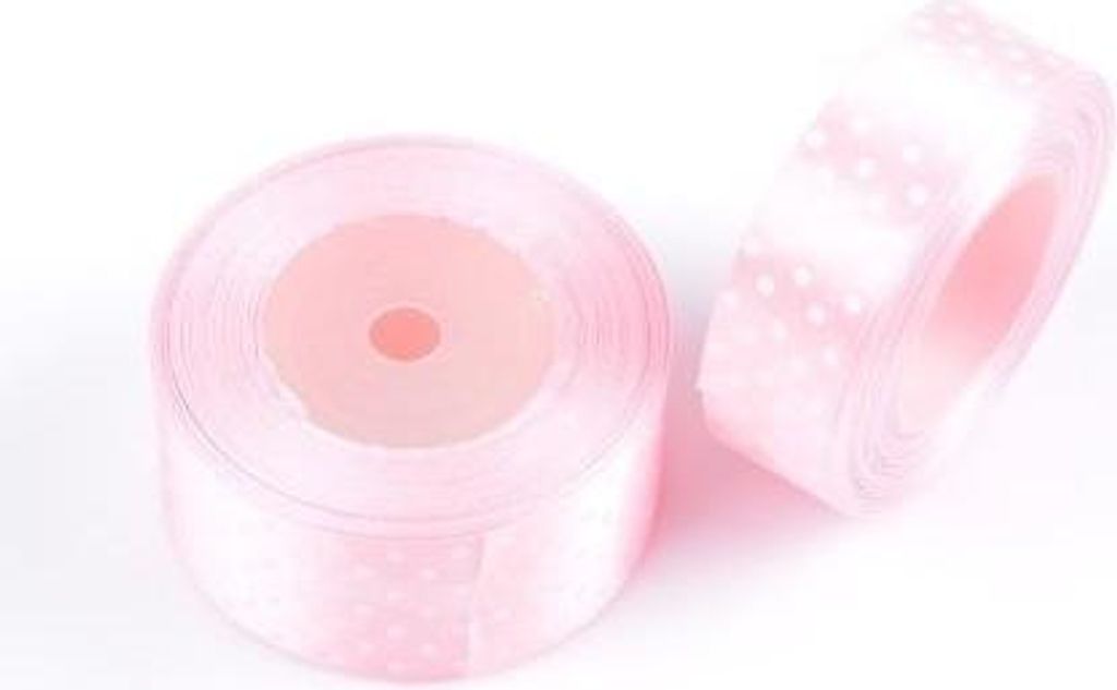 Satinband zum Verpacken von Geschenken Dekoratives Band Rosa mit Punkten 25 mm 22 m