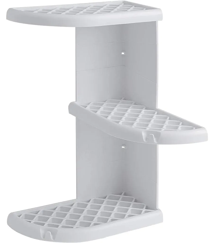 Étagère d'angle de douche blanche Oscar en polypropylène 23 x 37,5 cm