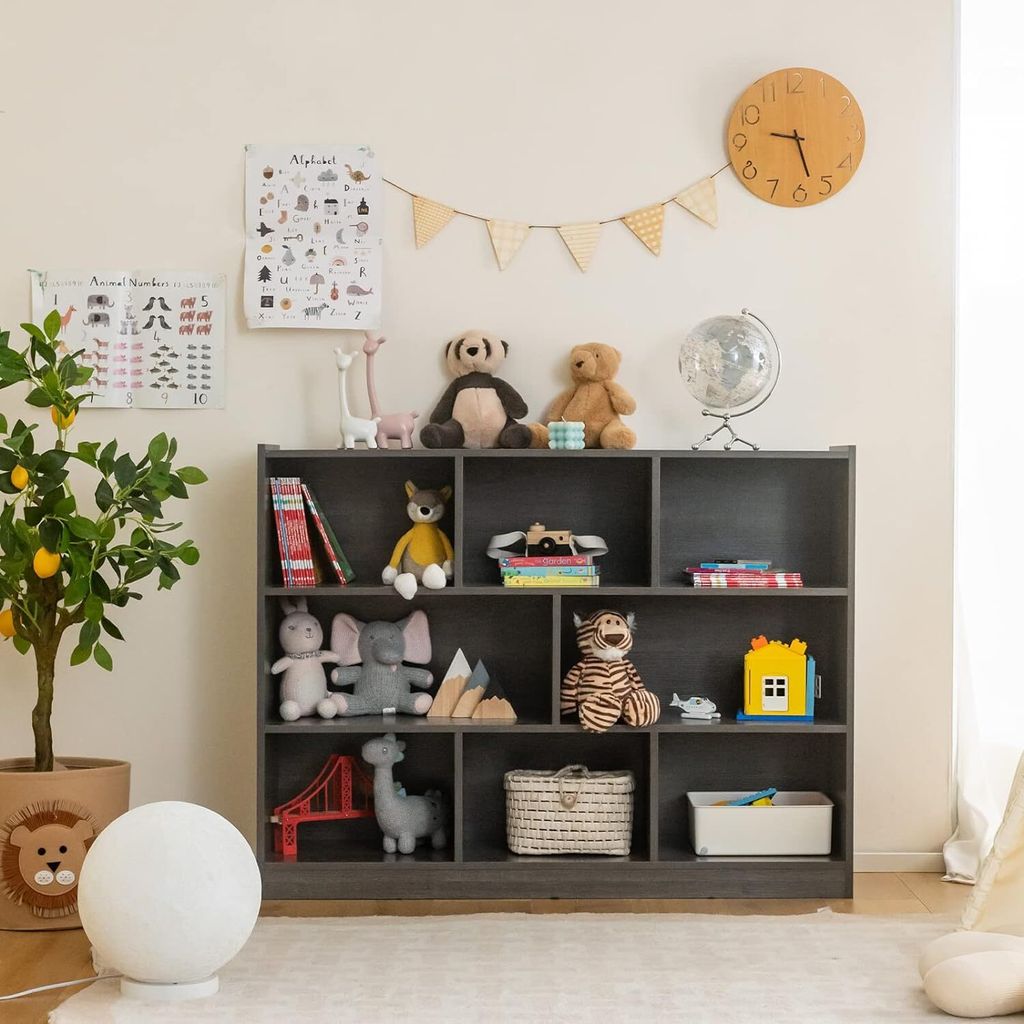 Kinderregal mit 8 Fächern, Bücherregal für Kinder aus Holz, Aufbewahrungsregal Spielzeugschrank Kinderzimmer Möbel, Spielzeugregal für Kinderz...