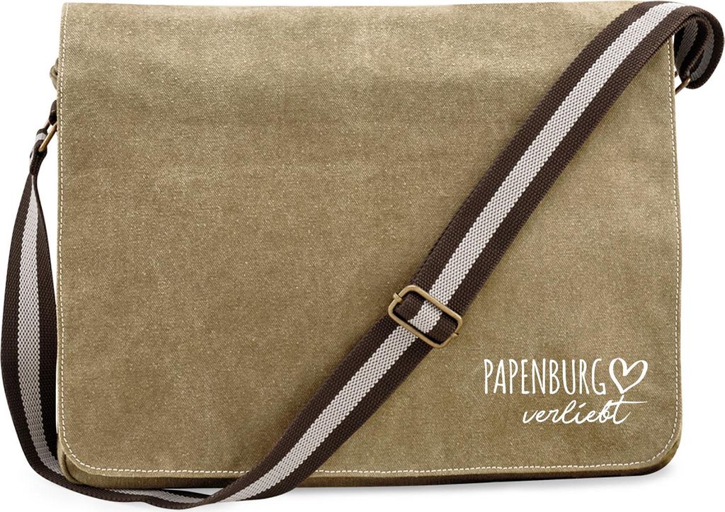 Huuraa Umhängetasche Papenburg verliebt 14 Liter Sahara Canvas Laptoptasche Geschenkidee