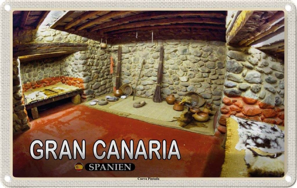 vianmo Blechschild 20x30 cm Gran Canaria Urlaub Spanien Cueva Pintada Höhle Bildmotiv Reisemotiv Abenteuer Reisen