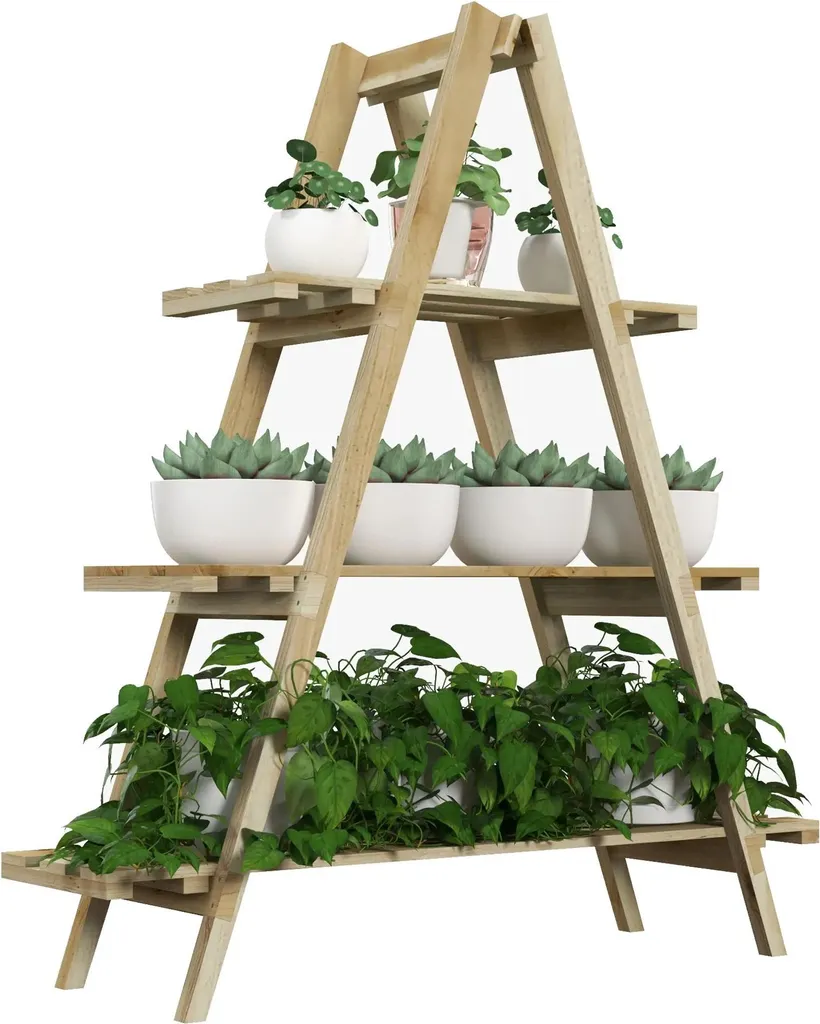 Support à fleurs en bois gris foncé escalier pour plantes 112 cm