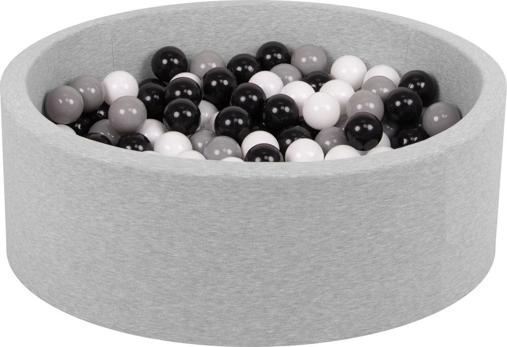 Petsona Bällebad Bällepool Für Hunde 90X30cm/200 Bälle Rund Katze Kaninchen Haustiere Hundepool Tiere Schaumstoff Pool Hellgrau: Grau/Weiß/Sch...