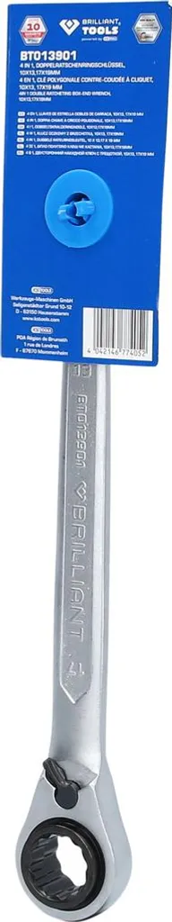 Clé polygonale à cliquet double pour mécanique auto et travaux de précision - 19