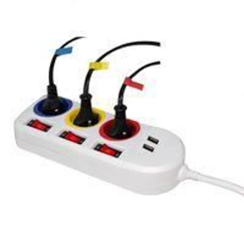 Prise multiple tripode FISHTEC avec 3 sorties latérales gain de place