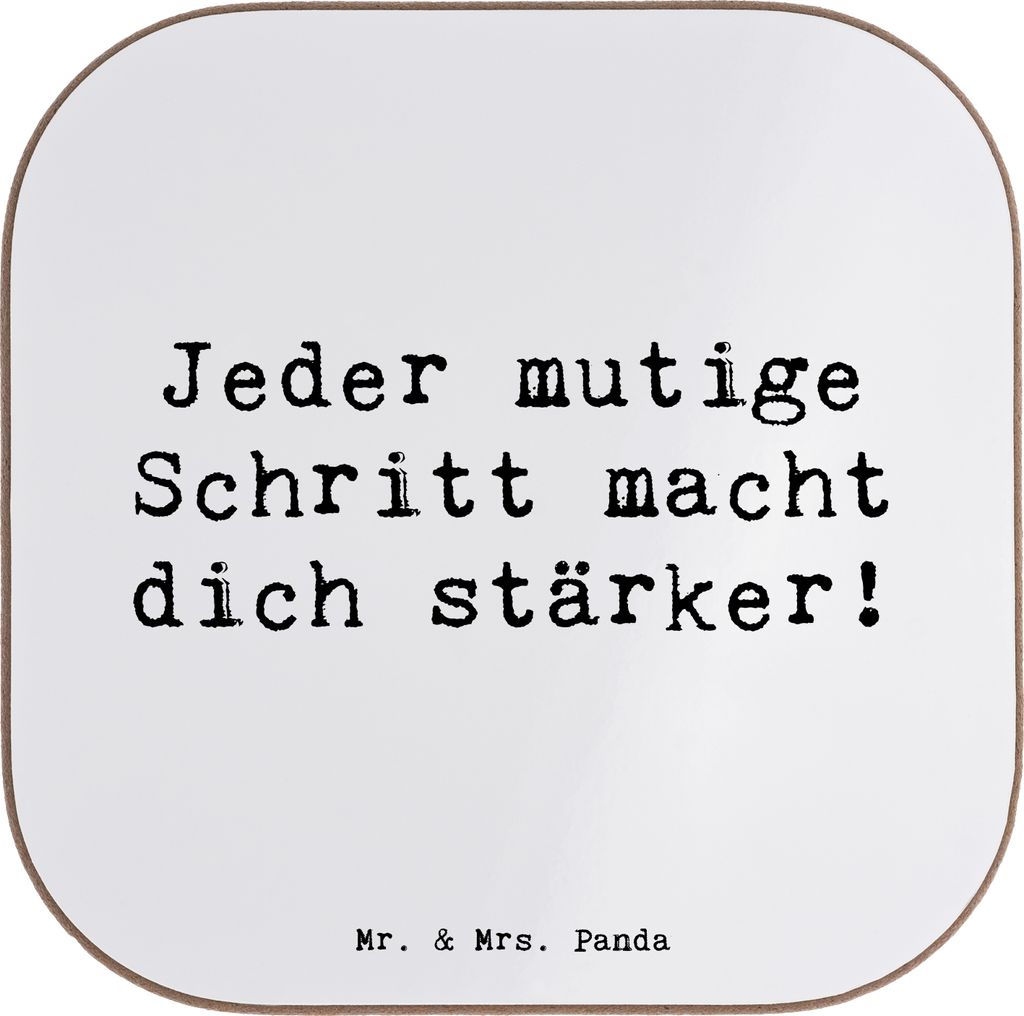 Mr. & Mrs. Panda Getränkeuntersetzer Spruch Angst überwinden - Weiß - Geschenk, Untersetzer Gläser, für, Motivation, Coaster, Liebe, gläserun...