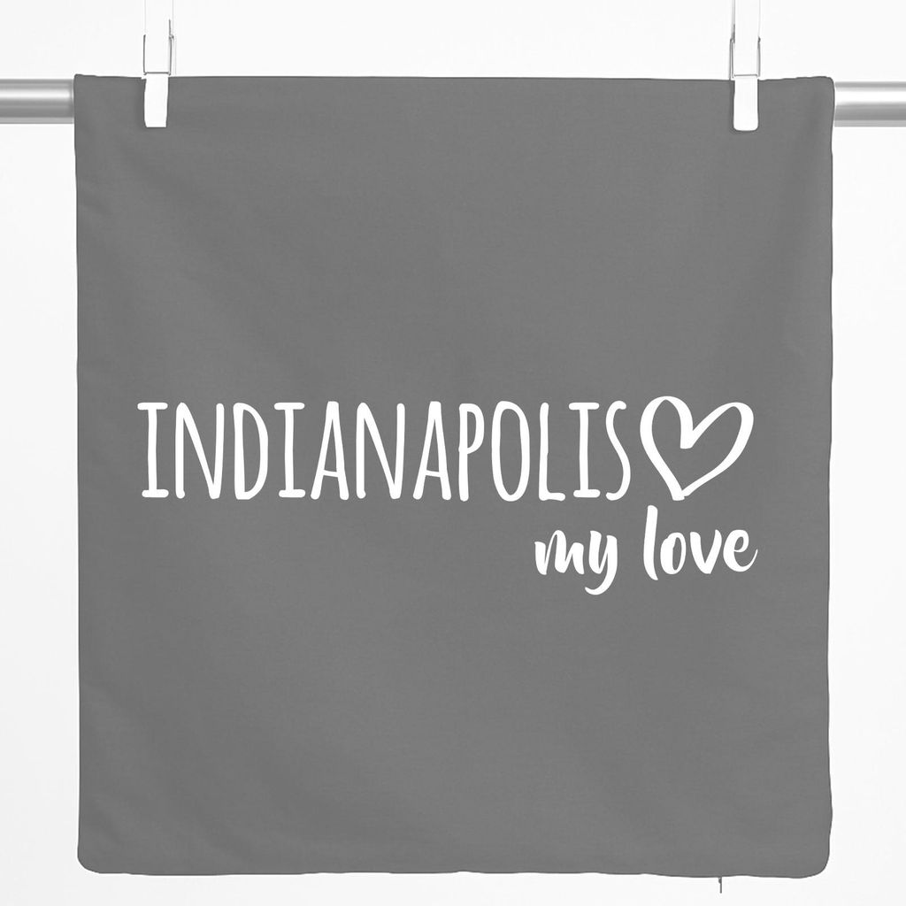 Huuraa Kissenbezug Indianapolis my love 40x40cm Steel Grey Baumwolle Dekokissenbezug Geschenkidee