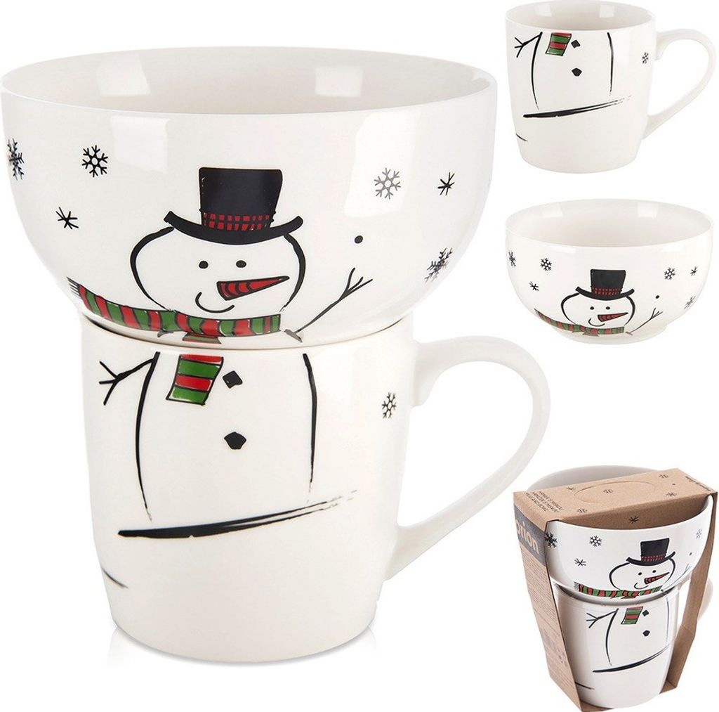 Orion Porzellanbecher Kinderbecher Kaffeetasse Teetasse Becher mit Schüssel mit Schälchen aus Porzellan für Kinder 2-tlg.