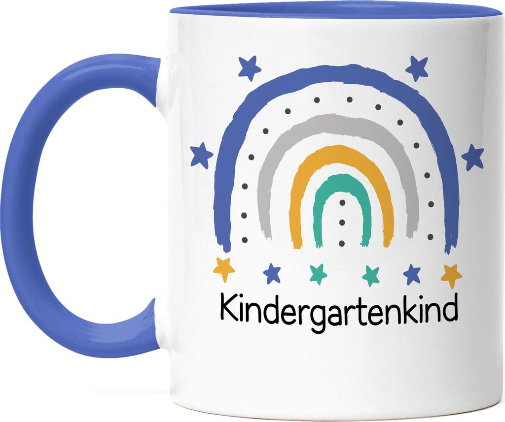 Kindergartenkind Tasse Blau Geschenk Kindergarten Start Kita Regenbogen Sterne Jungs