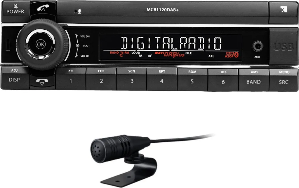 Axion Kienzle MCR 1120 DAB+ Autoradio Bluetooth USB avec Châssis Court