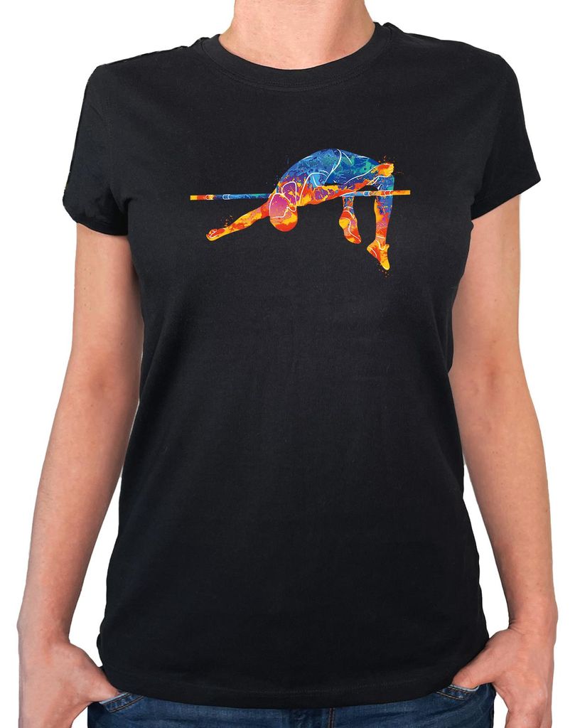 Huuraa Damen T-Shirt Leichtathletik Hochsprung M Black Bio Baumwolle Fairtrade Damenshirt Geschenkidee